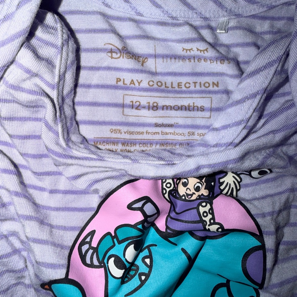 Little Sleepies Purple Striped Onesie with Monster Graphic - Picture 2 of 2